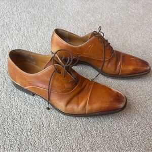 Magnanni Men's Saffron Oxford Cap Toe Dress Shoe Tan Brown Leather